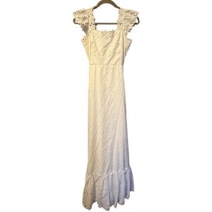 Vtg Saks Fifth Avenue ivory Eyelet Maxi Dress 2
